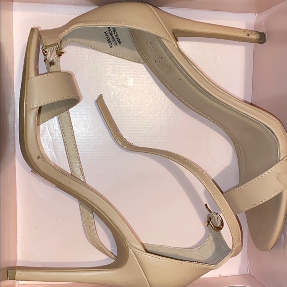 Nude strap heels
